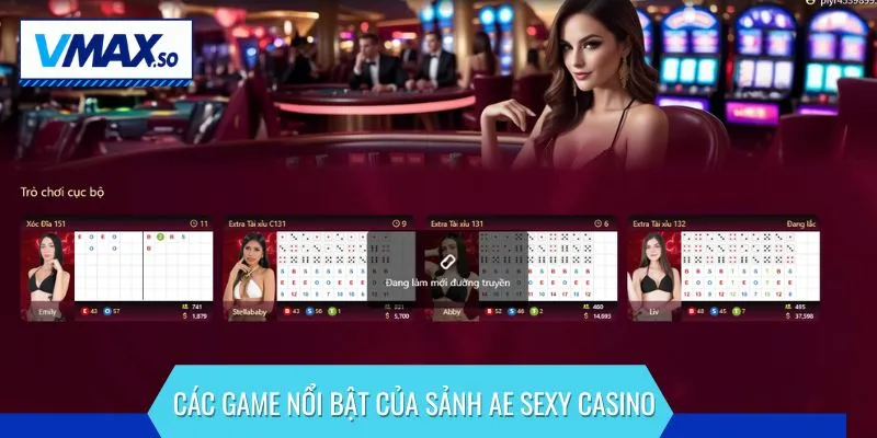 Các game nổi bật của sảnh AE Sexy casino